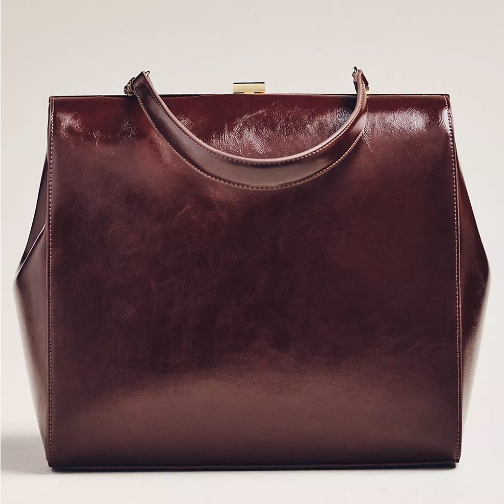 ANTHROPOLOGIE Faux Leather Square Handle Handbag